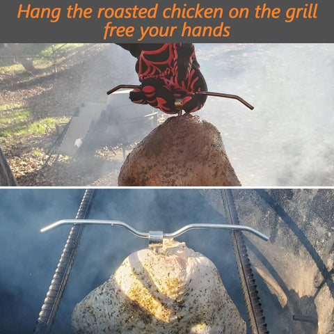Image of BQMAX Barbecue Turkey Hanger Hook, Barrel Smoker Turkey Kit for Pit Barrel Cooker Smoker, Chicken Roast Rack of Stainless Steel, Turkey Fryer Parts Accessories