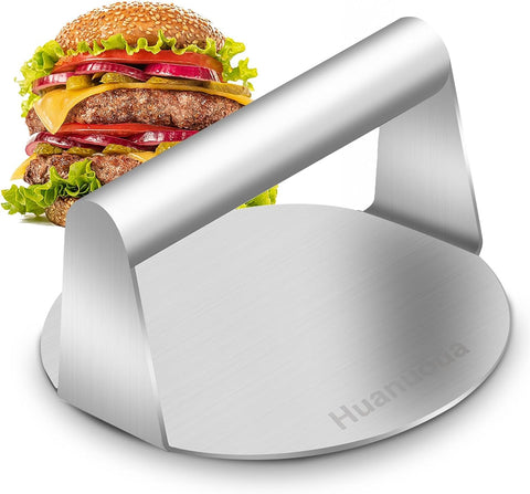 Image of Stainless Steel Burger Press, Burger Smasher Heavy-Duty Bacon Grill with Silicone Brush, Non Stick Grill Press for BBQ, Flat Top Griddle & Grill Cooking, Dishwasher Safe and Easy to Clean