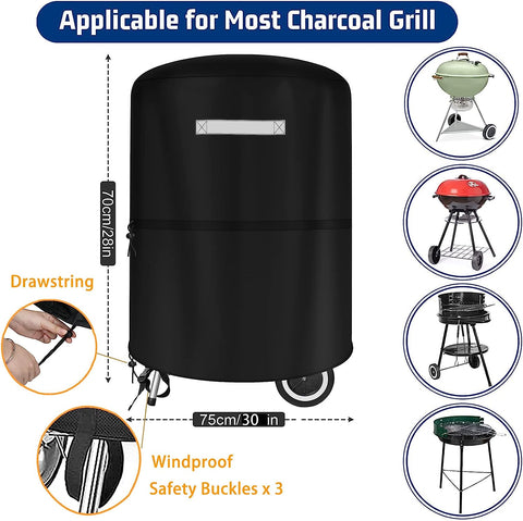 Image of 22 Inch Charcoal Kettle Grill Cover for Weber 22 Inch Charcoal Kettle Gas Grill, Heavy Duty BBQ Cover Waterproof Outdoor Anti-Uv Smoker Barbecue Covers for Char-Broil 22 Inch Charcoal Kettle Grills