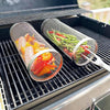 BBQ Rolling Grilling Basket for Outdoor Grill-1Pcs Stainless Steel, round Grill Mesh Outdoor Camping for Vegetables, French Fries, Fish, Shrimp, Meat.