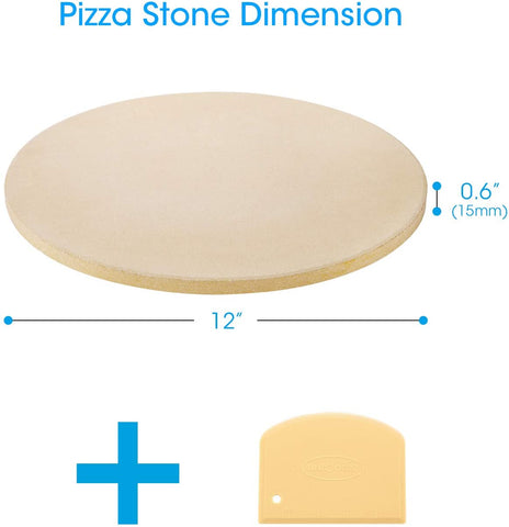 Image of 12 Inch round Pizza Stone, Heavy Duty Cordierite Pizza Grilling Stone, Bread Baking Stone for RV Oven, Grill and Toaster Oven, Ideal for Baking Crisp Crust Pizza, Bread, Cookies and More