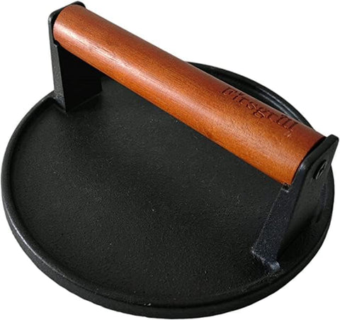 Image of Burger Press 7.08" round & 8.3‘’X4.3”Rectangle Heavy-Duty Cast Iron Smash Meat Steak with Wood Handle for Blackstone Camp Chef Pitboss Weber Treager Griddle Grills (Round & Rectangle)