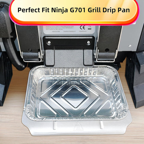 Image of 20 Pack Drip Pan Liners for Ninja OG701 Woodfire Outdoor Grill & Smoker - Compatible with Weber Genesis - Spirit - Q Series - Disposable Aluminum Foil Grease Tray Liners