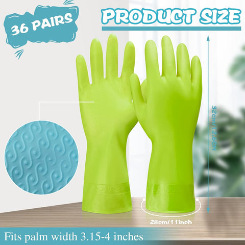 Image of 36 Pair Reusable Household Gloves Rubber Dishwashing Gloves Long Kitchen Cleaning Gloves for Dishes Cleaning Gardening