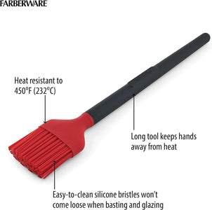Farberware 5261924 Barbecue Silicone and Plastic Basting Brush, 1 EA, Red and Black