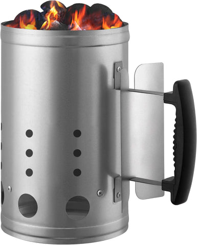 Image of Charcoal Chimney Starter BBQ Grill Lighter Barbecue Fire Starter Grilling for BBQ Charcoal Grill Briquette Coal Fire Starter Chimney for Grills Outdoor Cooking Charcoal Can Accessories