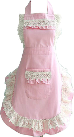 Image of Lovely Home Work Adjustable Apron Cake Kitchen Cooking Women Girls Aprons with Pocket for Gift, Pink