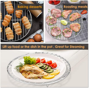 P&P CHEF round Cooking Rack, 3 Pcs (7½” & 9” & 10½”), Baking Cooling Steaming Grilling Rack Stainless Steel, Fits Air Fryer/Stockpot/Pressure Cooker/Round Cake Pan, Oven & Dishwasher Safe