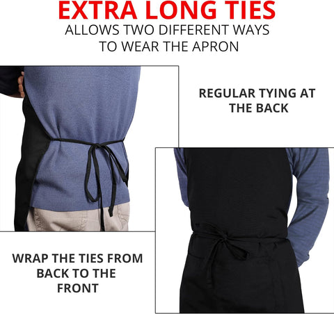 Image of 2 Pack Bib Apron, Adjustable with 2 Pockets, Water and Oil Resistant, Cooking Kitchen Chef Apron for Women Men