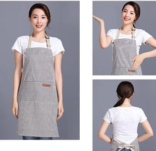 Adjustable Bib Apron with 2 Pockets Cooking Kitchen Cotton Aprons for Women Men Chef Restaurant BBQ Painting