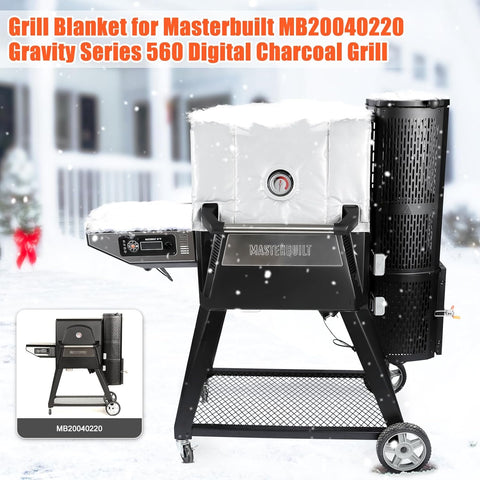 Image of Grill Insulated Blanket for Masterbuilt 560 Digital Charcoal Grill and Smoker Combo, MB20080220 Gravity Series Grill - Smoker Insulation Blanket Saves Lots of Pellets for Winter Cooking