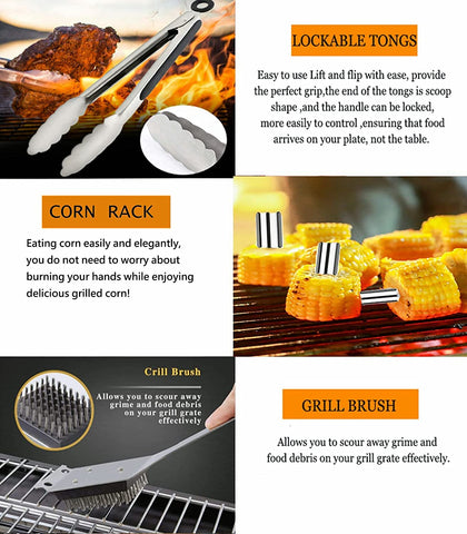 Image of Grill Utensils Set,Bbq Grilling Accessories, Grill Set Gifts for Men Grill Tools, Barbeque with Apron, Stainless Steel Grill Kit Set Gifts for Men or Dad,Outdoor Camping Best Gifts (Style 2)