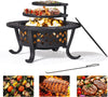 Aoxun 28" Fire Pit,Outdoor Wood Burning Fire Pit with 2 Grills, BBQ Fire Table for Heating,Picnics,Camping