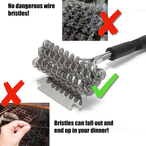 Image of Premium XL 18" Grill Brush & Scrubber Tool BBQ Scraper for Stainless Grate Cleaner - for Porcelain/Weber/Charcoal & Gas Grill (Bristle Free XL)