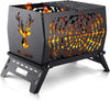 Odoland Camping Charcoal Grills, Portable Bonfire Fire Pit with Grill, Carry Bag Rectangle Cast Iron Fire Pit for Outdoor Cooking, Patio Backyard, Barbecue, Deer
