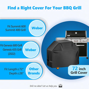 Homwanna Grill Cover 72 Inch - Superior BBQ Cover for Weber Summit 600 Series Gas Grill - 600D Large Outdoor Barbecue Covers for Weber 6 Burner Summit 670, Summit 620 and Genesis 600, Genesis 400
