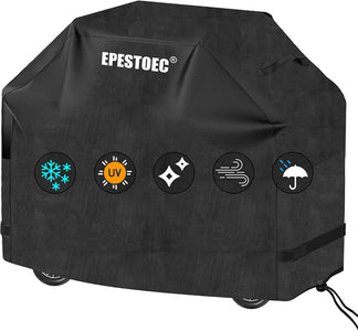 EPESTOEC Grill Cover, 58 Inch Black Grill Cover for Outdoor Grill,Bbq Cover, Waterproof & UV Resistant, Gas Grill Cover, Convenient Durable Ripstop, for Weber, Char Broil, Nexgrill and More Grills