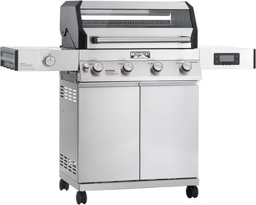 Monument Grills Denali D405 4-Burner Liquid Propane Gas Smart Bbq Grill Stainless Steel with Smart Technology, Side Burner and LED Controls