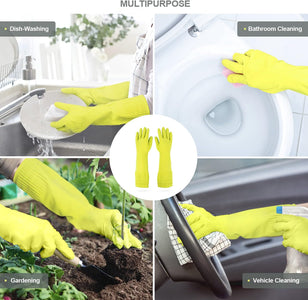 MAMISON Reusable Household Dishwashing Cleaning Rubber Gloves, Non-Slip Kitchen Glove (1 Pair)
