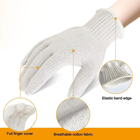 Image of 12 Pairs Cotton Glove Liners for BBQ, Cooking, Grilling, Food Handling - Safety Work Gloves Hand Saver, Large