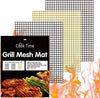 BBQ Grill Mesh Mat Set of 3 - Non Stick Barbecue Grill Sheet Liners Teflon Grilling Mats Nonstick Fish Vegetable Smoking Accessories - Works on Smoker,Pellet,Gas,Charcoal Grill,15.75X13Inches