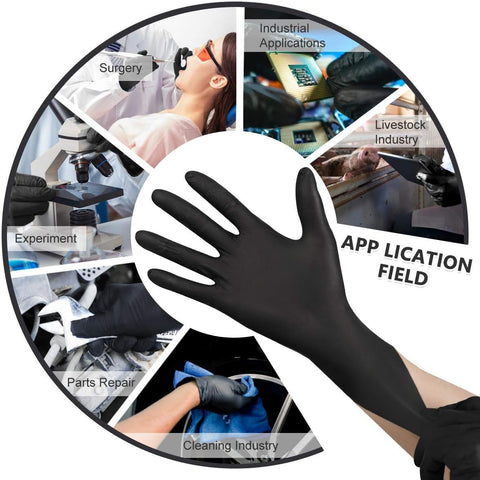 Image of Nitrile Disposable Gloves Pack of 100, Latex Free Safety Working Gloves for Food Handle or Industrial Use