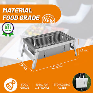 𝗕𝗮𝗿𝗯𝗲𝗰𝘂𝗲 𝗚𝗿𝗶𝗹𝗹𝘀,Portable 𝗖𝗵𝗮𝗿𝗰𝗼𝗮𝗹 Small Grill Foldable Grill for Travel, Grills Outdoor Cooking, 𝐂𝐚𝐦𝐩𝐢𝐧𝐠 𝐬𝐦𝐨𝐤𝐞𝐫 𝐁𝐁𝐐 𝐆𝐫𝐢𝐥𝐥𝐬, Stainless Steel Table Top Grill Charcoal for Outdoor Cooking,Camping,Backyard Barbecue 。