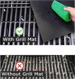 JPL Grill Mats Set of 5 - Non-Stick BBQ Grill Mats, Heavy Duty, Reusable, and Easy to Clean - Works on Electric Grill Gas Charcoal BBQ - 15.75 X 13-Inch, Black