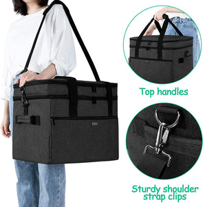 Double Layers Carrying Bag Compatible with Ninja Foodi Grill, Travel Tote Bag with Pockets Compatible with Ninja Foodi 5-In-1 Indoor Grill and Kitchen Accessories, Black