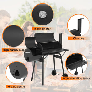43’’ Charcoal Grills Outdoor BBQ Grill Camping Grill American Braised Roast Portable Grill Offset Smoker for 6-10 People Patio Backyard Camping Picnic BBQ