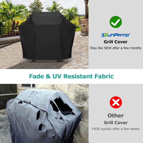Image of Sunpatio Grill Cover 55 Inch, Outdoor Heavy Duty Waterproof Barbecue Gas Cover, UV & Fade Resistant, All Weather Protection Compatible for Weber Charbroil Nexgrill Kenmore Grills and More, Black
