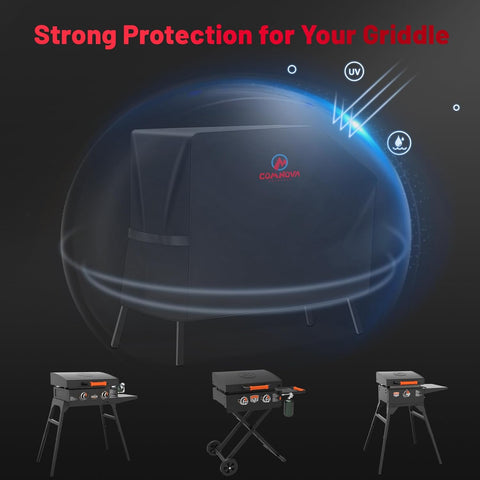 Image of Griddle Cover for Blackstone 22 Inch 17 Inch Griddle with Hood and Stand - 600D Flat Top Grill Cover for Blackstone 22" 17" Griddle on Stand and 22" Adventure Ready, Heavy Duty & Waterproof