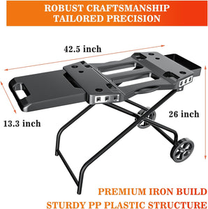 Portable Grill Cart for Ninja Woodfire Grill OG700 Series, Folding Outdoor Grill Stand for Ninja OG701, Pit Boss 10697/10724, 22" Blackstone,Traeger Ranger Griddle with Table Shelf and Basket