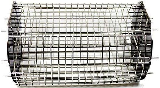 Onegrill Performer Series Kamado Grill Fit Rotisserie Spit Rod Basket; Stainless Steel Tumble & Flat Basket in One. (Fits 5/16 Inch Square Spits)