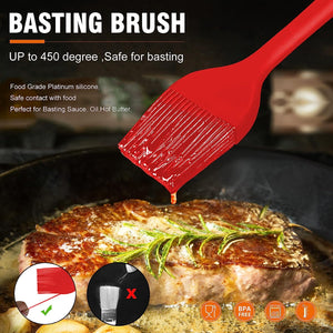 Walfos 3 Size Basting Brush (Extra Large, Large and Small), Silicone Pastry Brushes for Barbecue, Baking, Desserts, Cooking Brush for Kitchen - Strong Stainless Steel Core
