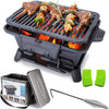Ironmaster Hibachi Grill Outdoor, Small Portable Charcoal Grill, 100% Pre-Seasoned Cast Iron, Japanese Yakitori Camping Grill - 2 Heights, Air Control, Coal Door + Carrying Case