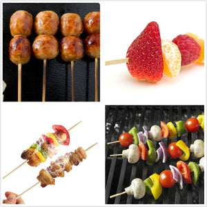 Natural Bamboo Skewers 200Pcs 8" for Bbq,Fruit Skewers, Grilling Kabob Skewers,Grilled Corn,Marshmallow,Chocolate Fountain and Party.Φ=3Mm