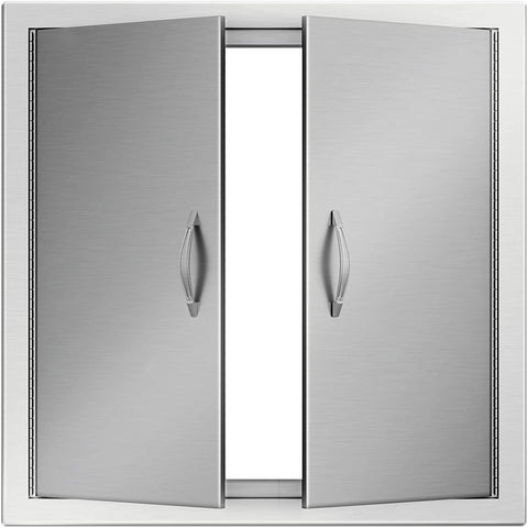 Image of BBQ Access Door 24W X 24H Inch, Grill Door Double Door Brushed Stainless Steel, Outdoor Kitchen Doors for BBQ Island Grilling Station