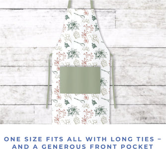Chef Apron for Cooking, Baking, Grilling, Cleaning, Gardening, Serving - 100% Cotton with Adjustable Neck Strap, Front Pocket and Long Tie 4 Piece Green & Red