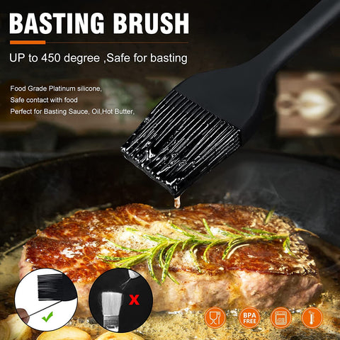 Image of Walfos Silicone Basting Pastry Brush, Heat Resistant Pastry Brush Set, Strong Steel Core and One-Pieces Design, Perfect for BBQ Grill Baking Kitchen Cooking, BPA Free and Dishwasher Safe (2 Pcs)