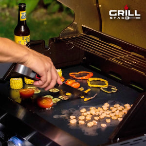 Reusable Heavy Duty Grilling Mat Set - BBQ Mats for Grilling Prevent Food from Sticking & Falling in between the Grates - Easy to Clean Durable 500 Degree Nonstick Grill Mat - Set of 2