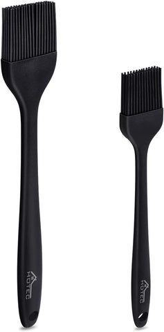 Image of HOTEC Basting Brushes Silicone Heat Resistant Pastry Brushes Spread Oil Butter Sauce Marinades for BBQ Grill Barbecue Baking Kitchen Cooking BPA Free Dishwasher Safe (Black 2)