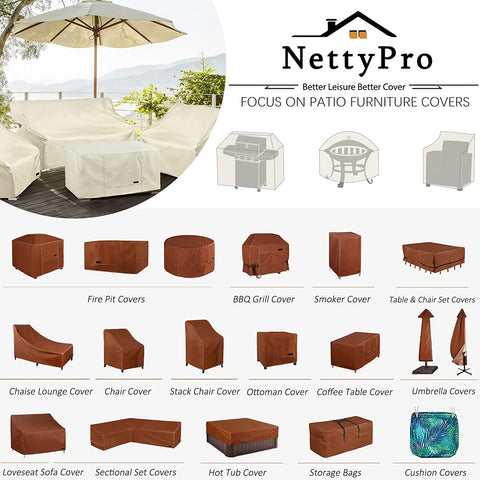 Image of Nettypro BBQ Grill Cover 56 Inch Outdoor Patio 600D Heavy Duty Waterproof 2-3 Burner Barbecue Cover for Weber, Char-Broil, Brinkmann, Nexgrill Grills and More, Brown
