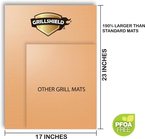 Image of Grillshield - 2 Extra Large Copper Grill and Bake Mats - Best Gift - 17 X 23 Inches Non Stick Mats for BBQ Grilling & Baking, Reusable and Easy to Clean