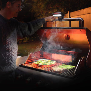 Super Bright BBQ LED Grill Dual Action Light, Adjustable Light Head & Strap for Entire Grilling Space, Water & Heat Resistant