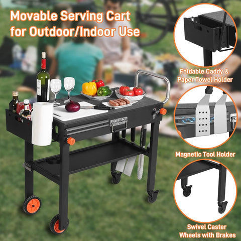 Image of Outdoor Grill Table - Grill Cart Solid and Sturdy, Blackstone Griddle Stand for 17"/22" Griddle, Ninja Grill Stand Large Space, Pizza Oven Stand with Paper Towel Holder, for Tailgating, Camping, RV