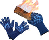 BBQ Grill Firepit Oven Mitts Highest Heat Resistance EN407 Lab Certified (X-Large, Blue)