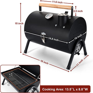 Joyfair Portable Charcoal Grill with Thermometer, Tabletop Barbecue Grill with Chimney for Outdoor Camping Backyard Party BBQ Cooking, Extra Thick Steel & Heavy Duty, Innovative Design & Easy Assembly