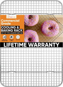 Priority Chef 18/8 Stainless Steel Cooling Rack, Heavy Duty Baking Rack for Oven Cooking, Fits Quarter Sheet Pan, Wire Rack for Cooking, Bacon, Cookie Cooling Rack, 8.5" X 12"