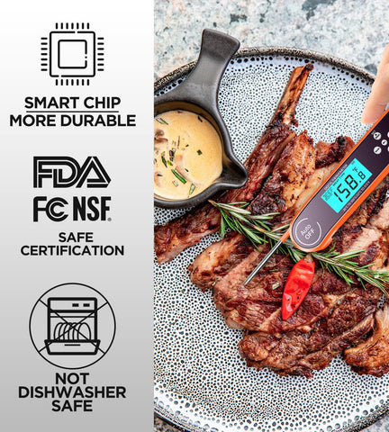 Image of Digital Cooking Thermometer, Accurate & Waterproof Instant Read Meat Thermometer with Backlit, Calibration, Probe, Food Thermometer for Kitchen, Grilling, Candy, BBQ, Oil Fry, Baking and More